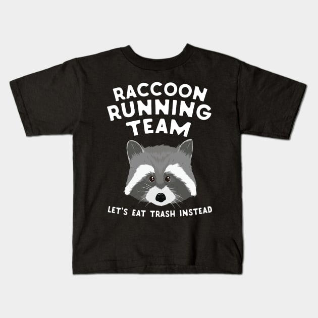 Raccoon Running Team Kids T-Shirt by Eugenex